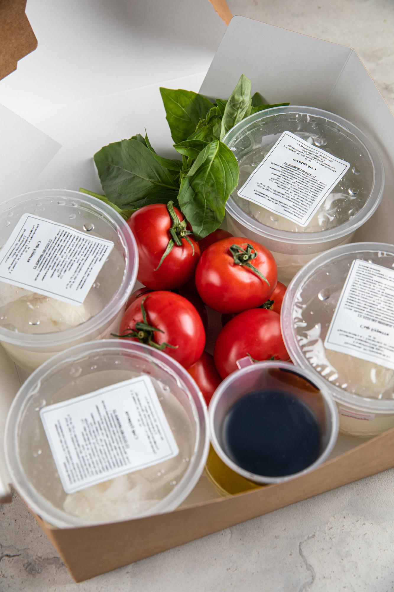 close-up of ingredient prep and labeling